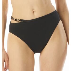 Michael Kors Black Logo Chain High Waist Bikini Bottom S NWT